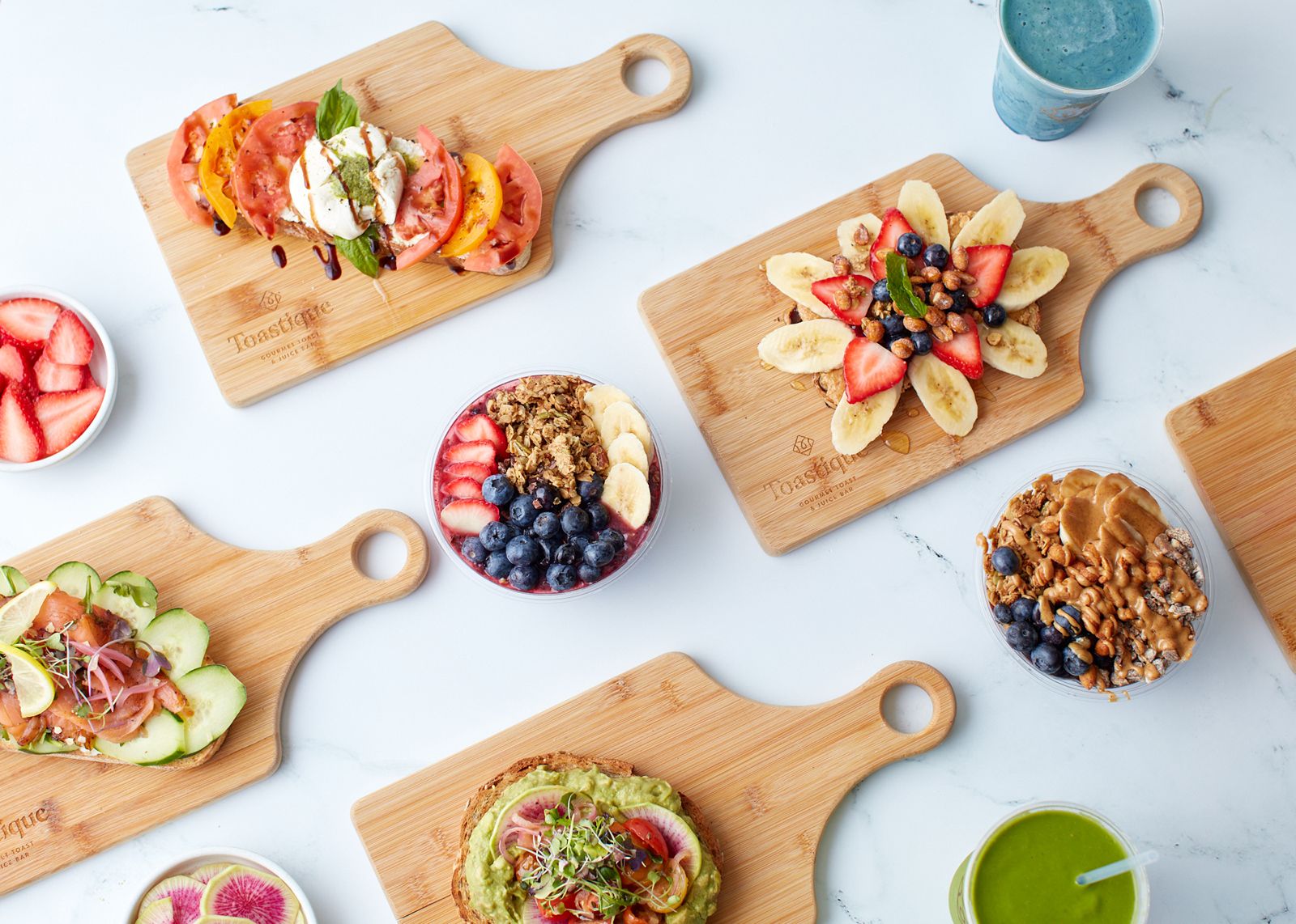 Toastique coffee franchise menu featuring gourmet toasts, smoothie bowls, and fresh juices that attract guests all day.