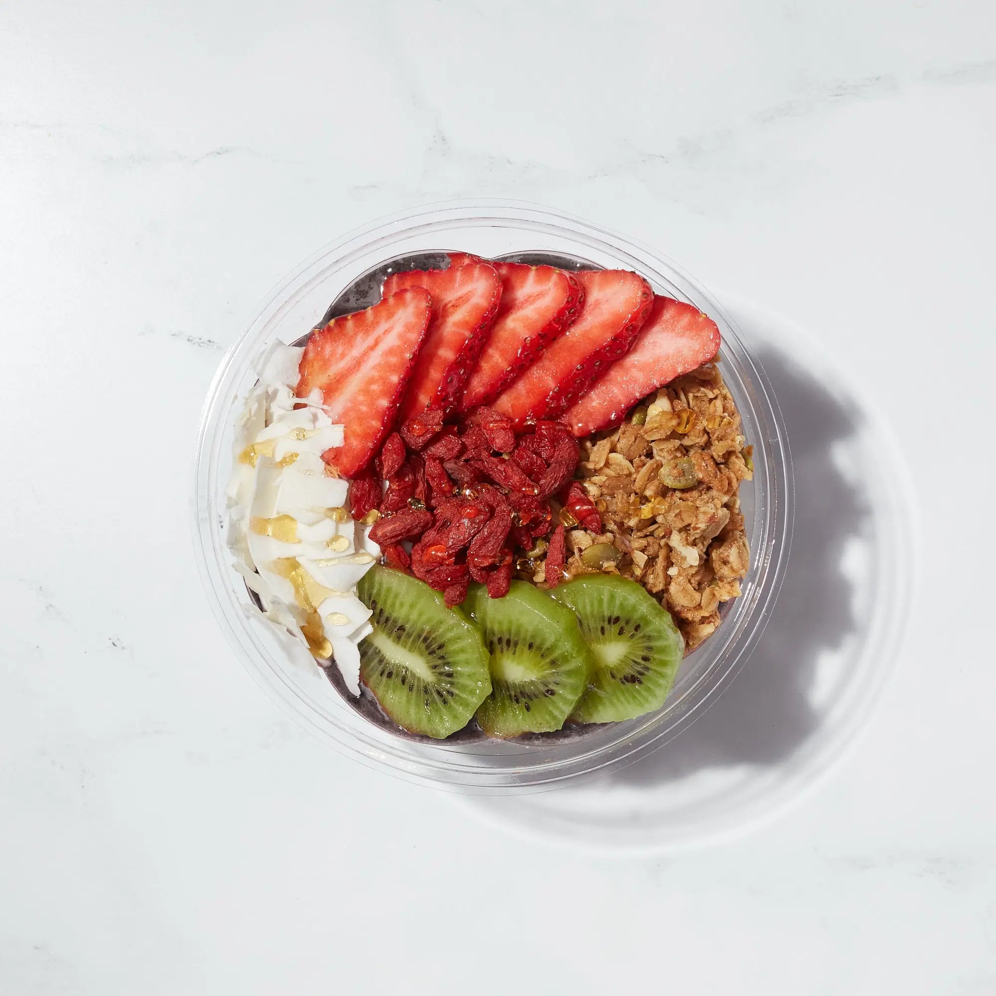 Black Mystique Bowl with Strawberries, Granola, and Kiwifruit