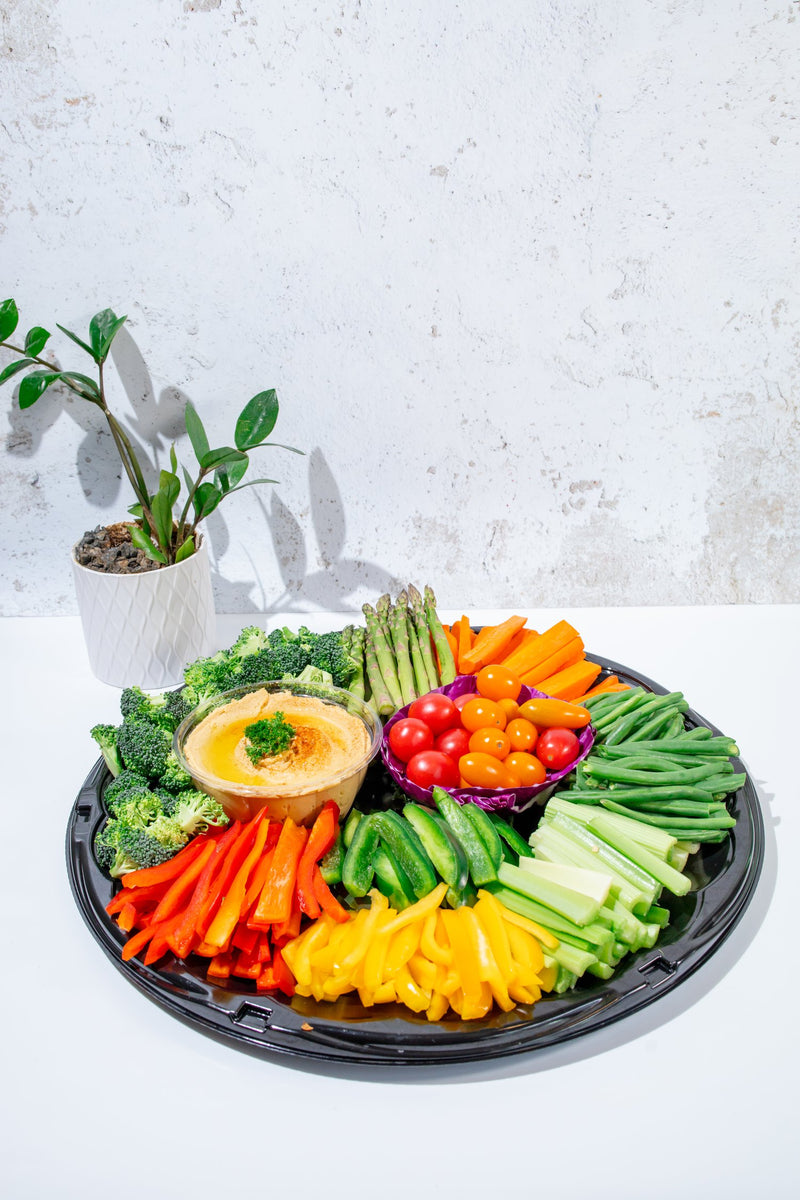 Vegetable crudite platter with hummus
