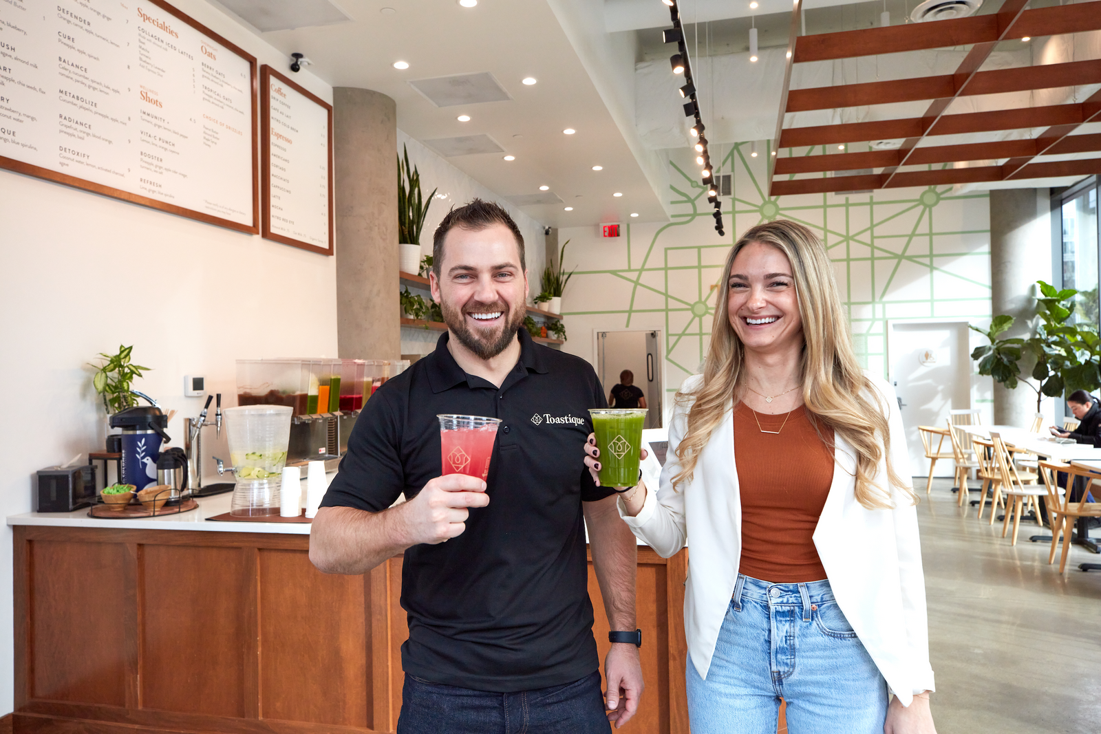 Toastique founders Kyle and Bri behind the counter